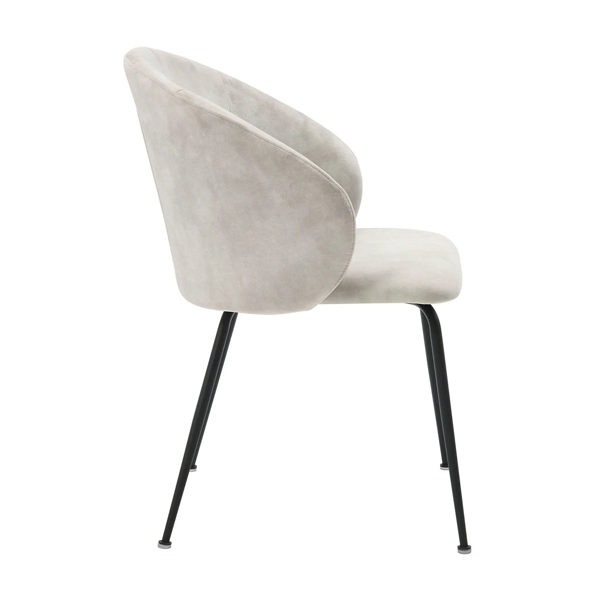 Velvet Side Chairs | Black Metal Frame | Beige Velvet | 2 Piece Set