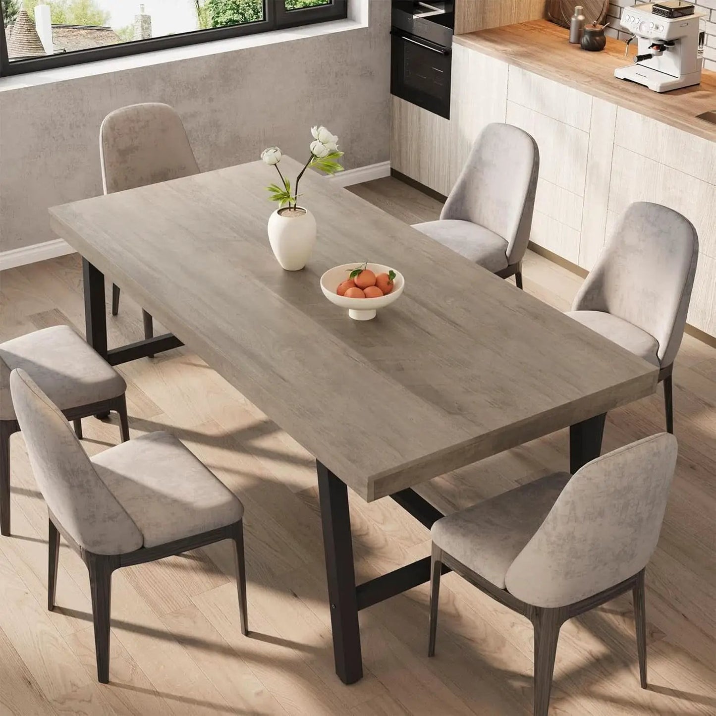 Industrial Dining Table 70.87 Inch Grey For Kitchen from PriceLows™