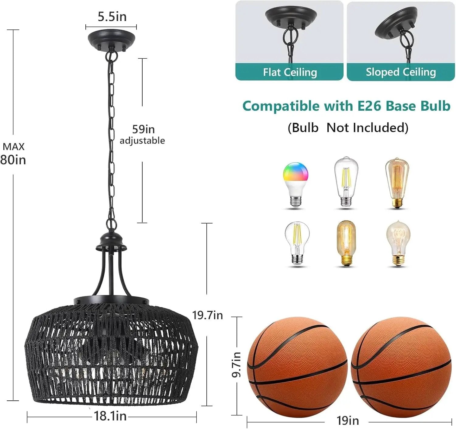 Five Light Black Chandelier For Farmhouse Dining Room from PriceLows™