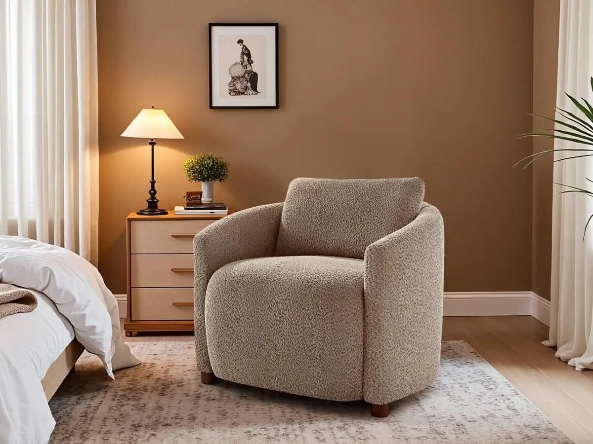 Boucle Barrel Chair Set 2 CloudSoftSherpaLounge Velvet from PriceLows™
