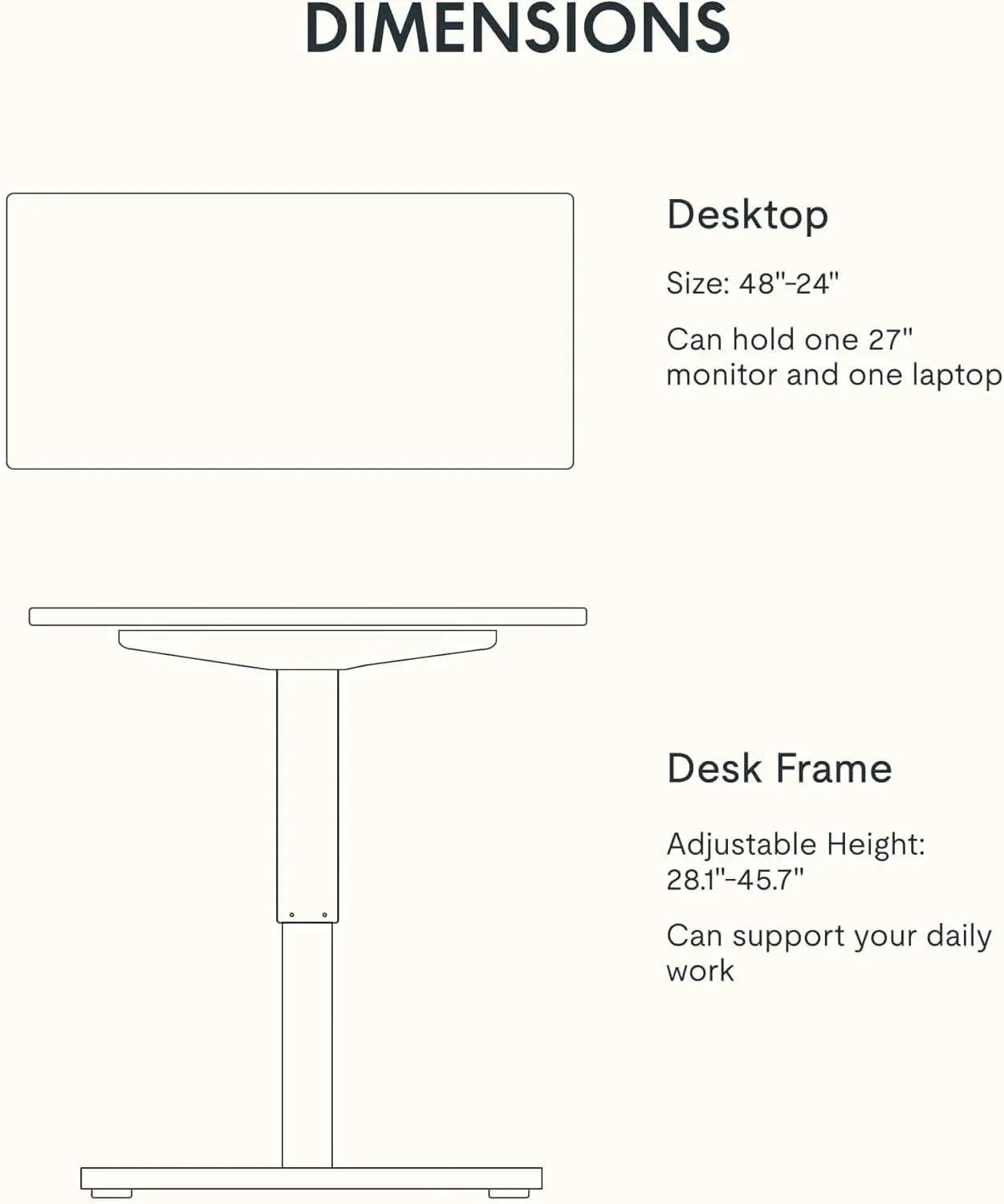Electric Height Adjustable Standing Desk 48x24 Home Office from PriceLows™