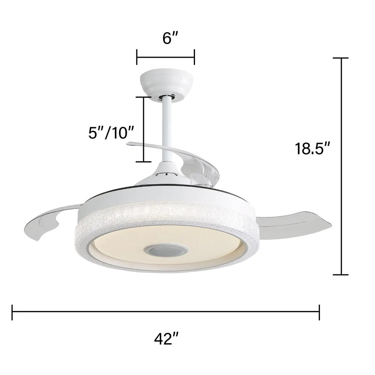 Invisible Ceiling Fan | Remote Control | 36W Rgb Lighting | White
