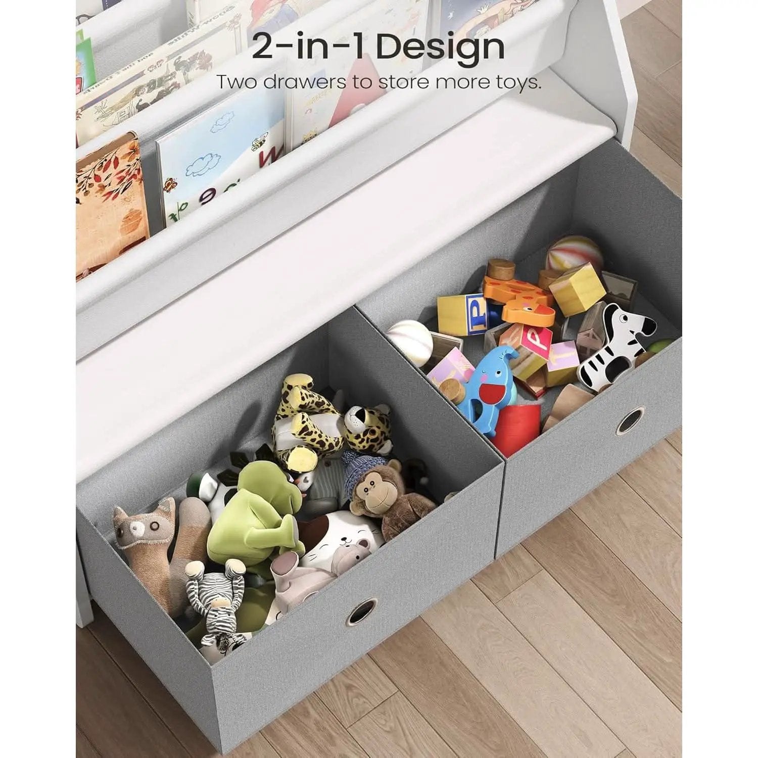 Kids Bookshelf And Toy Storage 4 Tier Book Rack White Gray from PriceLows™