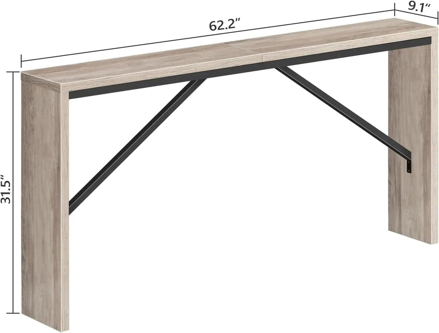 62.2 Inch Greige Industrial Console Table For Entryway from PriceLows™