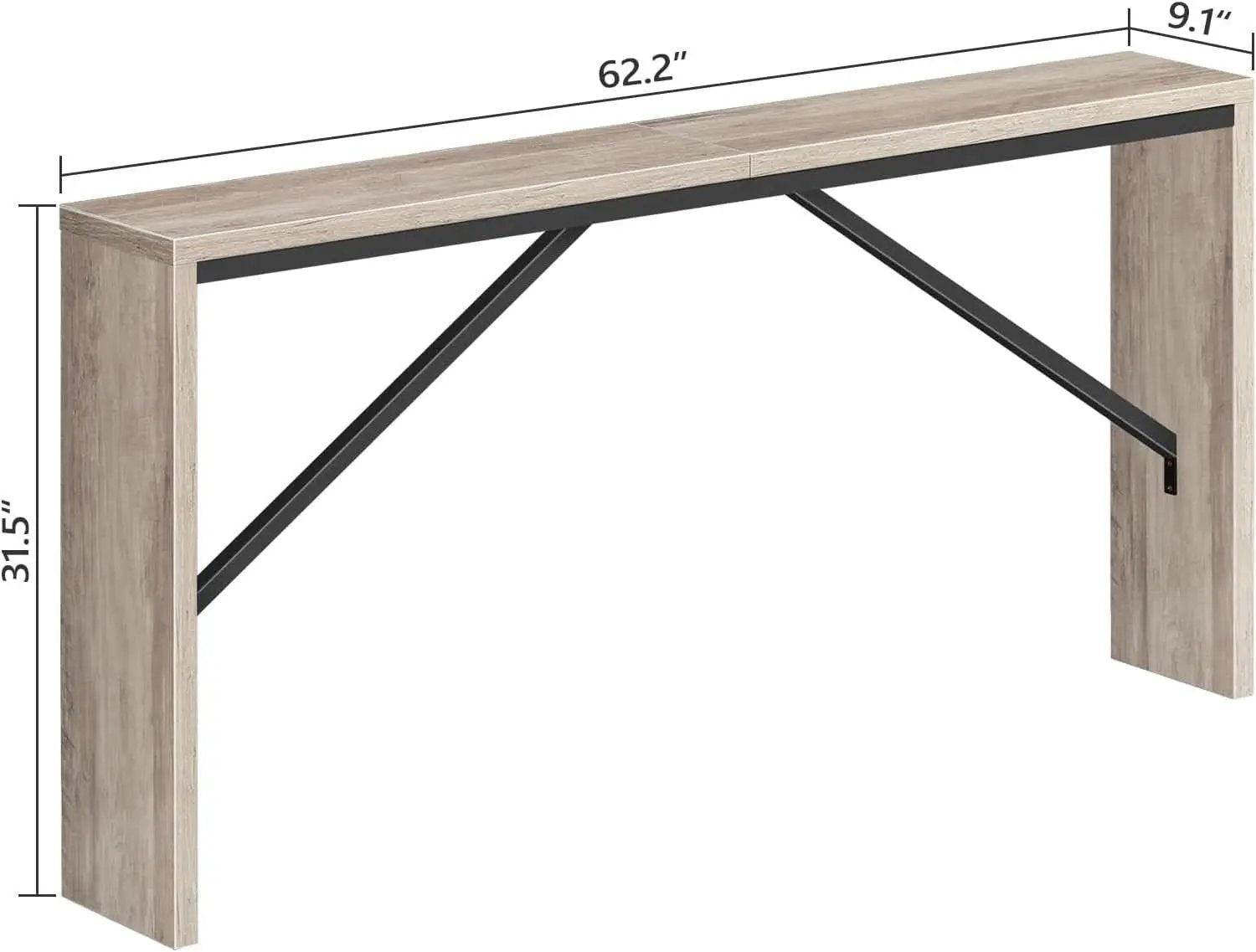 62.2 Inch Greige Industrial Console Table For Entryway from PriceLows™