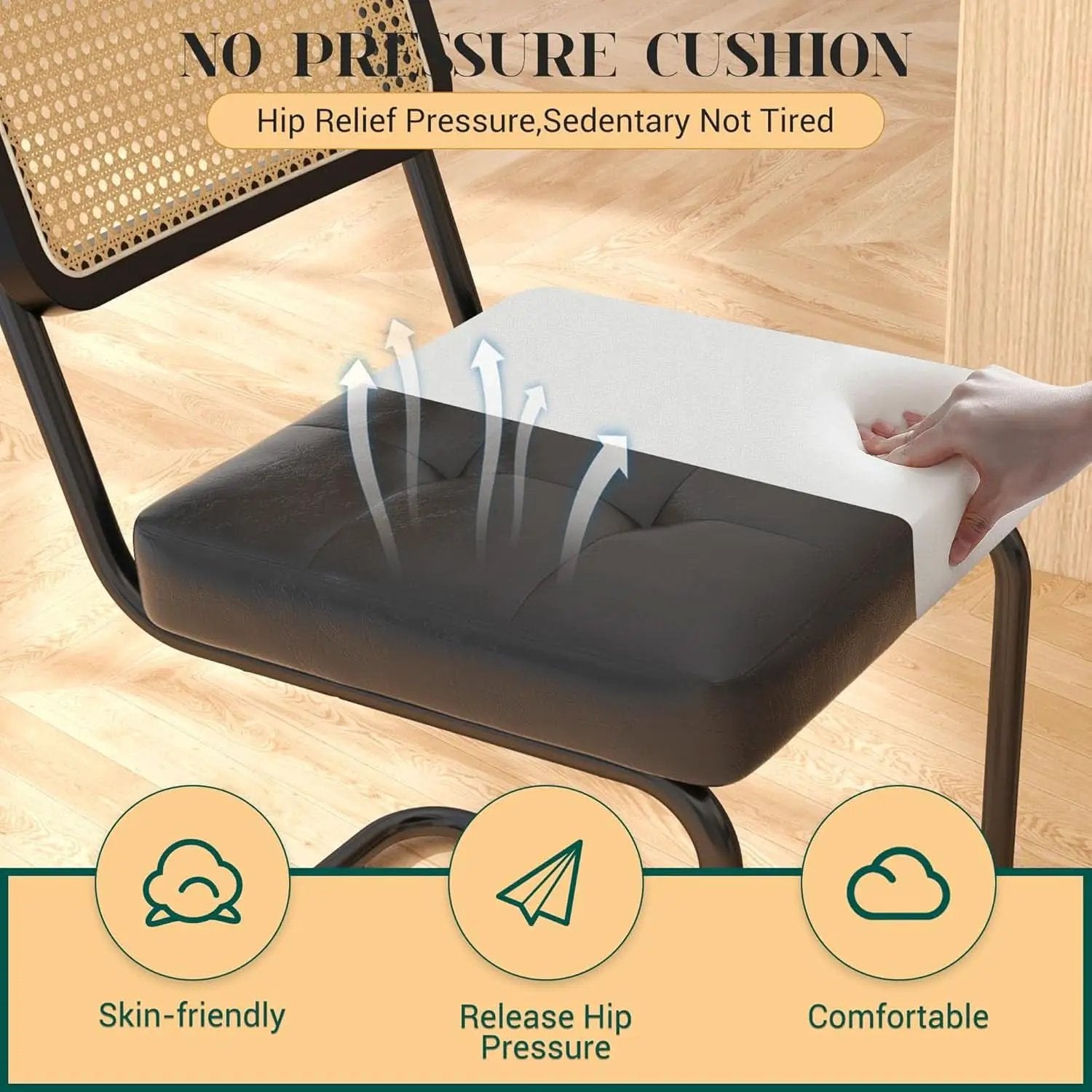 Mid Century Upholstered Cantilever Dining Chairs Black from PriceLows™