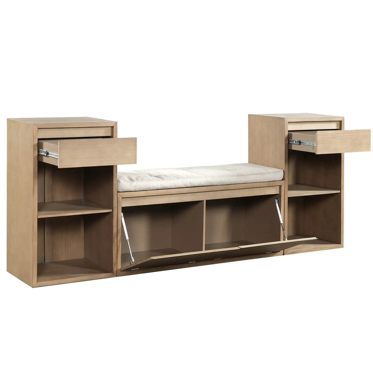 Entryway Storage Bench | Flip Top Compartment | Pine Wood Frame