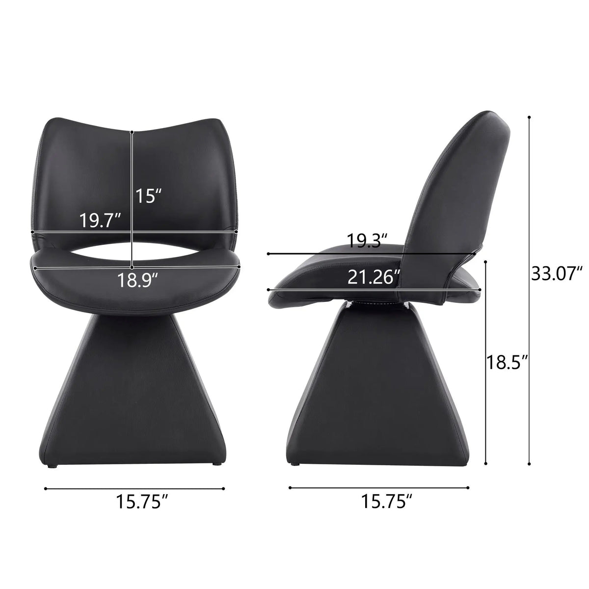 Modern Swivel Dining Chair | High Back | Faux Leather | Black