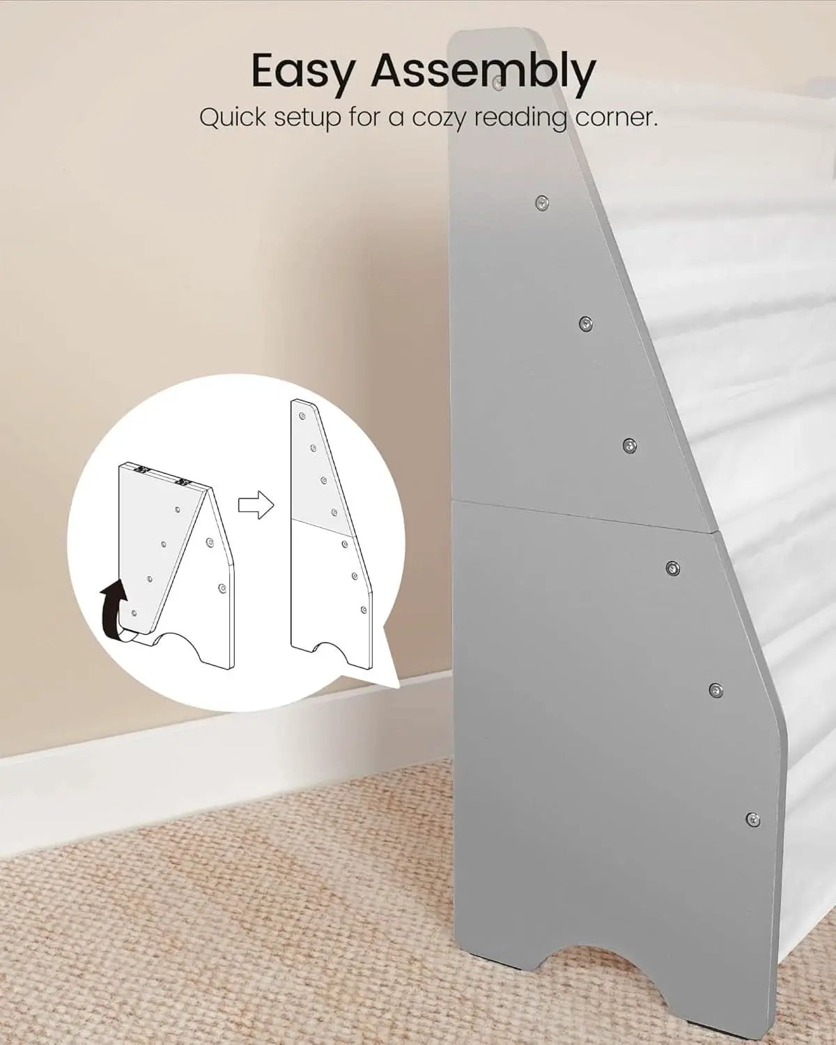 6 Tier Kids Bookshelf White And Gray Sling Book Organizer from PriceLows™