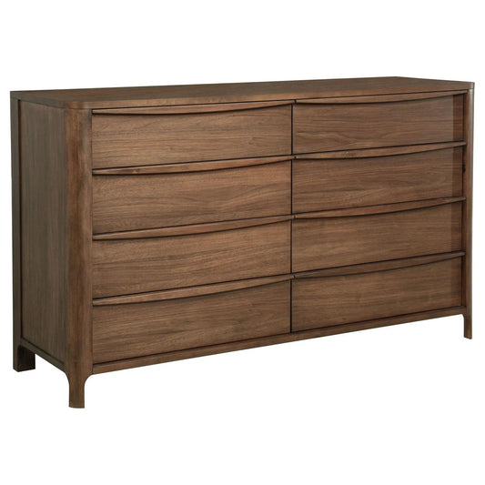 Maderia 8-drawer Dresser Cabinet | 70 x 20 x 41.25 in | Rubberwood & Engineered Wood | Walnut
