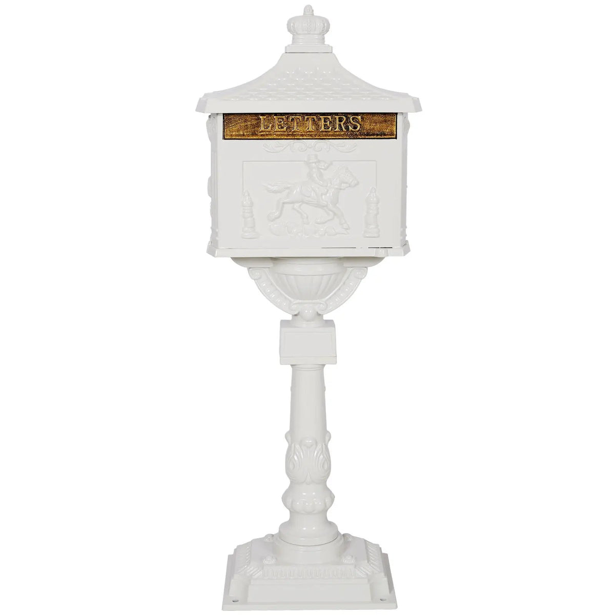 Cast Aluminum Mailbox | 45.5 Inch Height | Spacious Interior | Postal Box Design