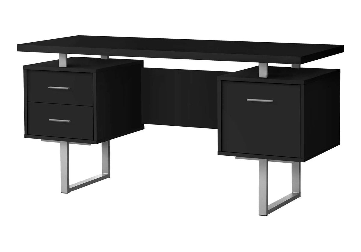60 Inch Computer Desk | Laminate Finish | Two Top Drawers And File Drawer | Reversible Set-Up