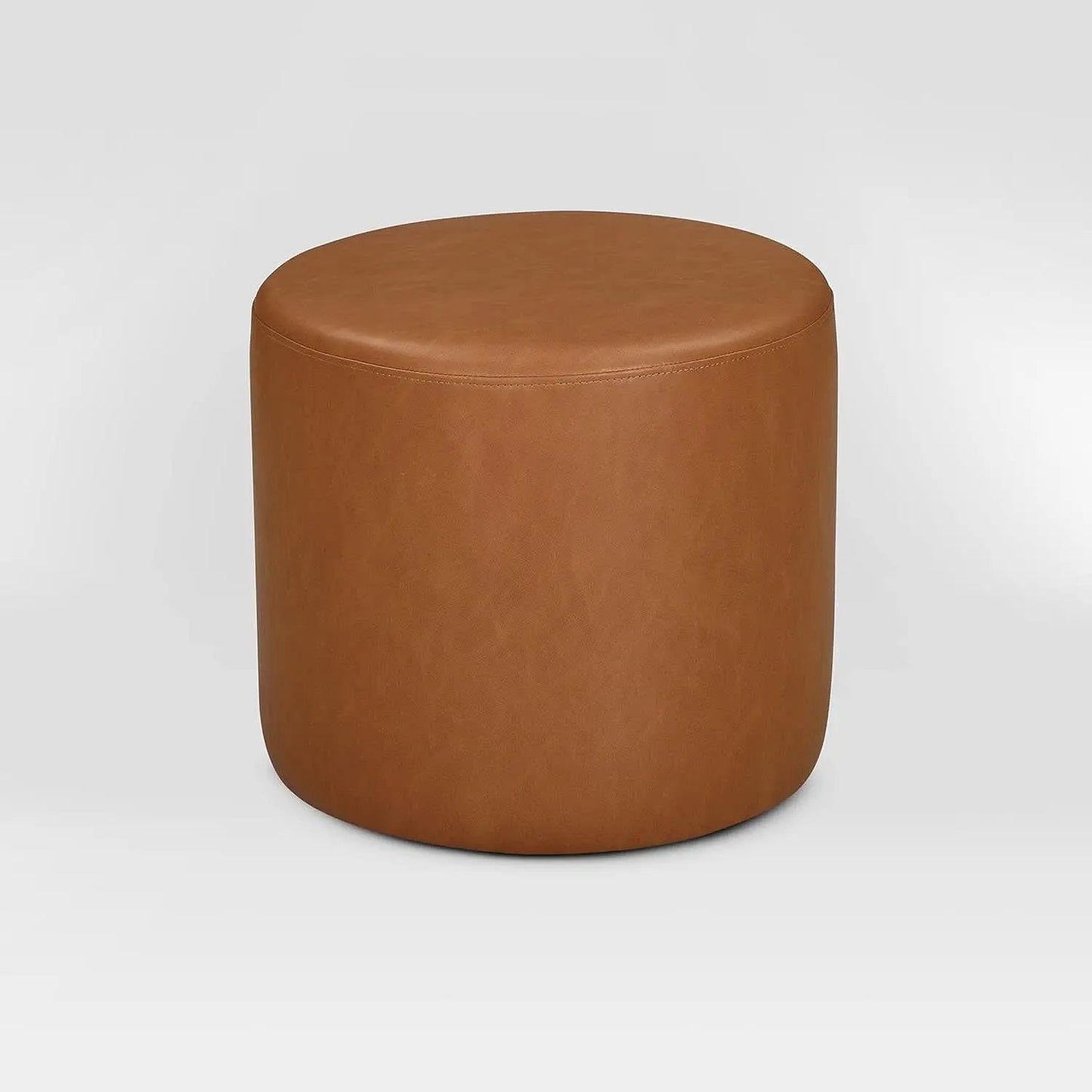 19-Inch Round Caramel Faux Leather Ottoman Footrest from PriceLows™