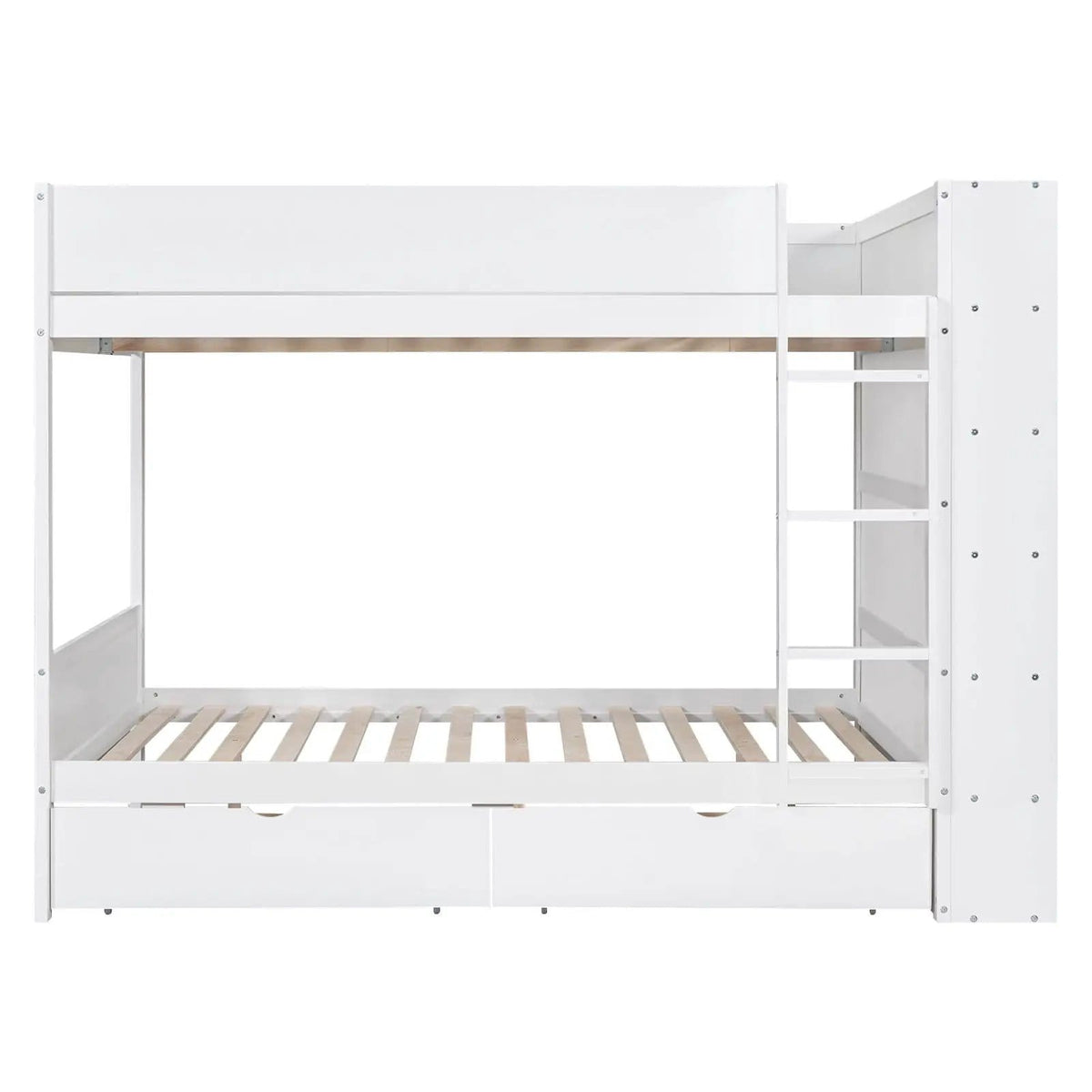 Bunk Bed With 2 Drawers And Multi Layer Cabinet | 2 Pieces | Pine Wood | Bedroom