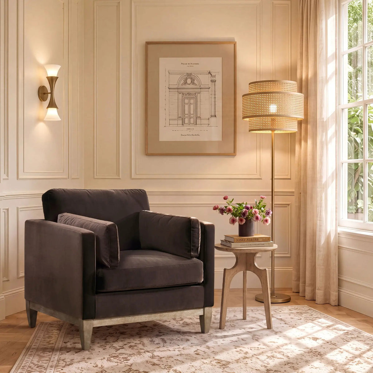 Knox Modern Farmhouse Arm Chair | Feather-Down Wrapped Cushions | Reversible Back And Arm Cushions | Durable Upholstery