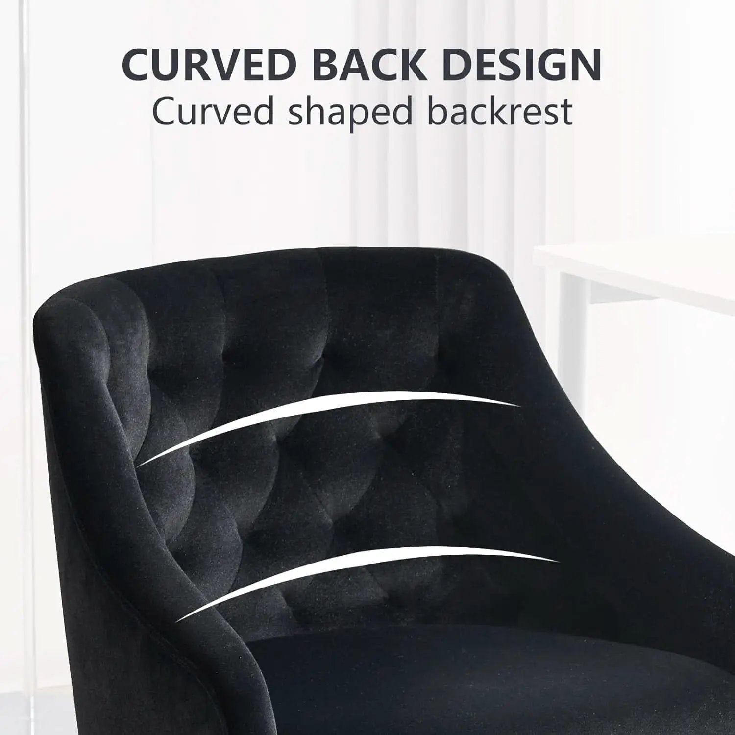 Black Velvet Office Chair 360 Swivel For Home Office from PriceLows™