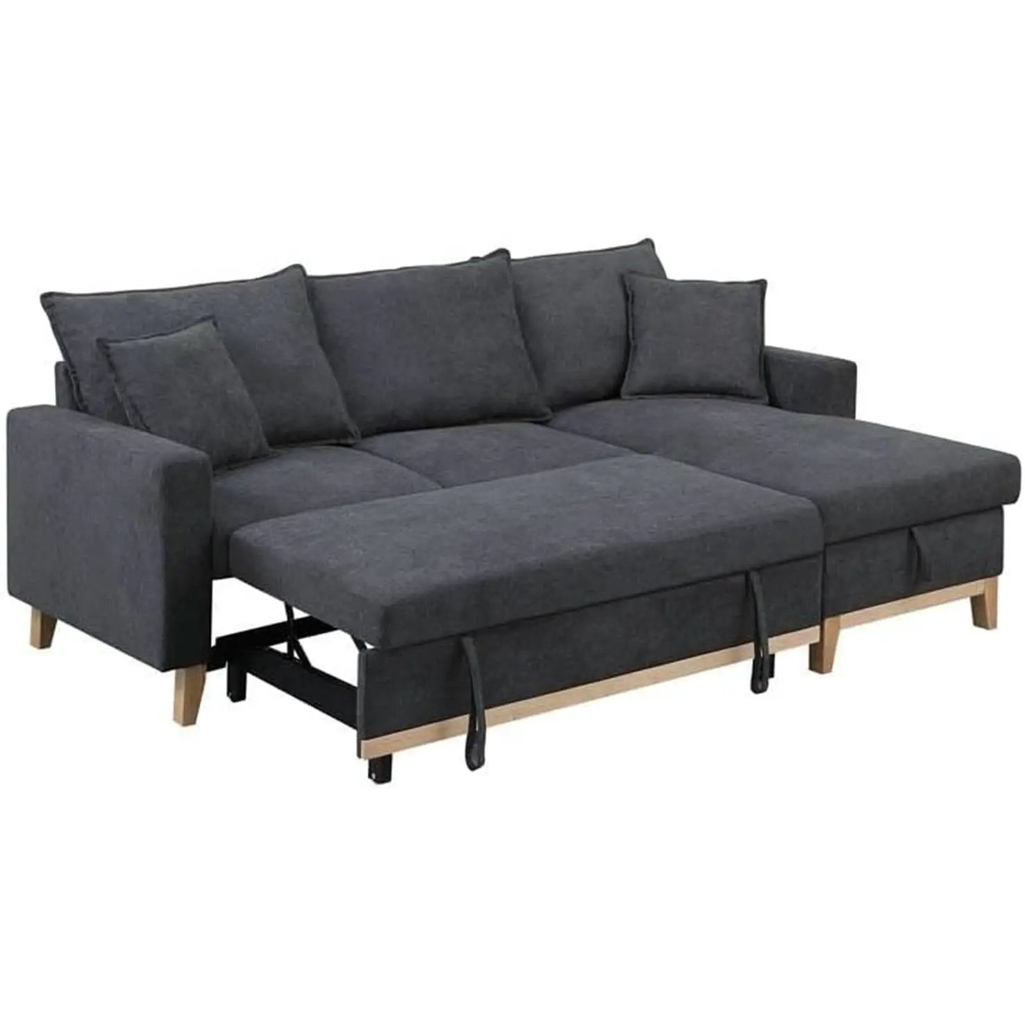 Gray Reversible Sleeper Sectional With Storage Chaise from PriceLows™