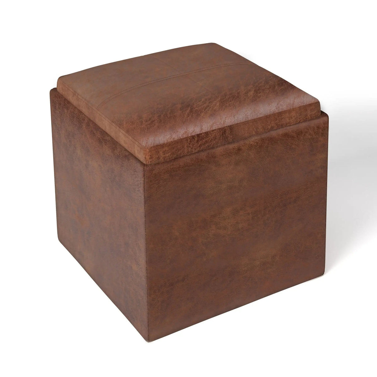 Rockwood Upholstered Cube Ottoman | Flip Over Serving Tray | Large Interior Storage | 16.9 Inch Cube