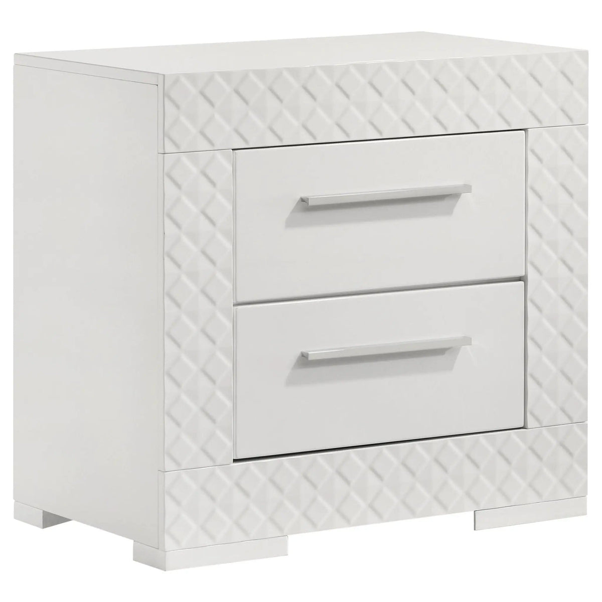 Ives 2-drawer Nightstand Bedside Table White High Gloss | 25.5 x 15.5 x 24.5 in | 2-Drawer | Bedroom