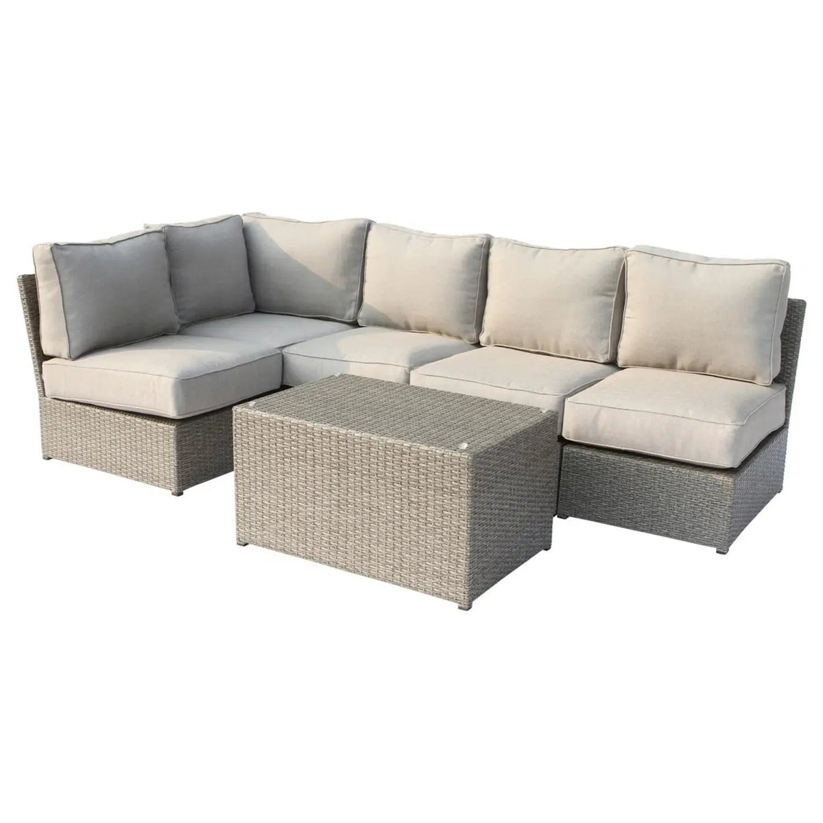 Outdoor Rattan Sectional Set | Half-Round HDPE Wicker | Rustproof Aluminum Frame | Fully Assembled