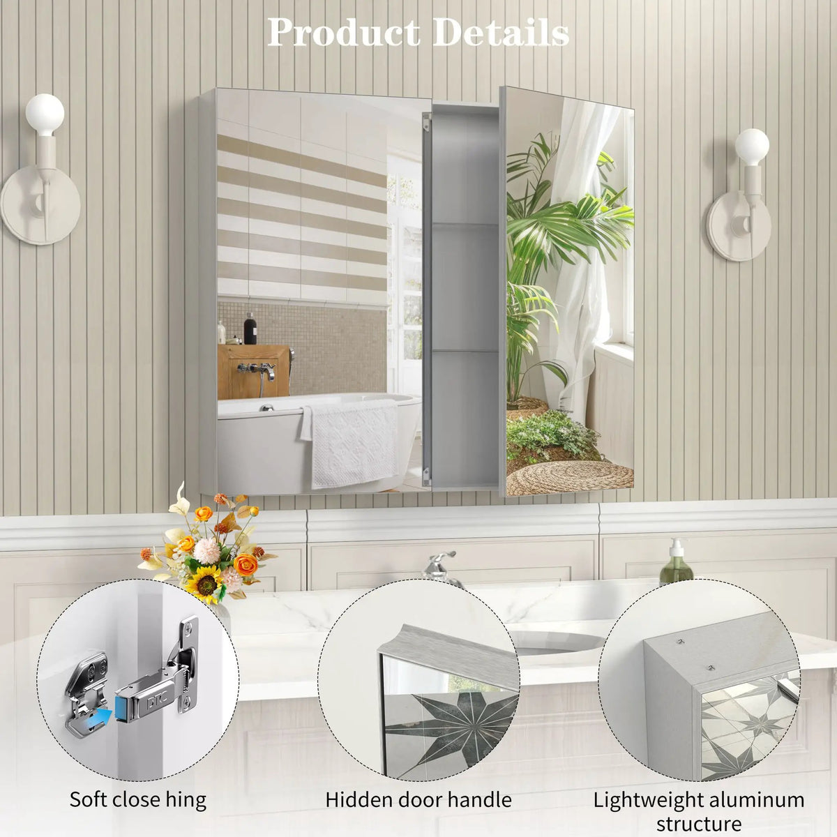Bathroom Medicine Cabinet | Aluminum Alloy Body | Adjustable Shelves
