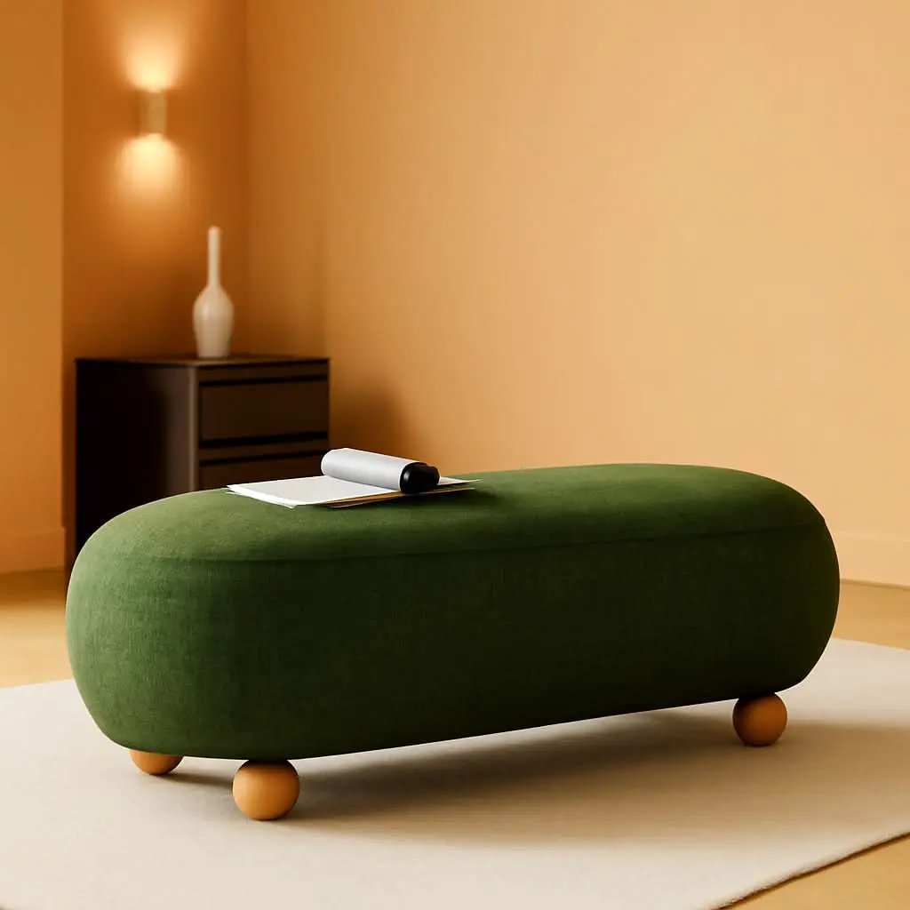 54-Inch Green Velvet EndOfBed Bench Cushioned Seat from PriceLows™