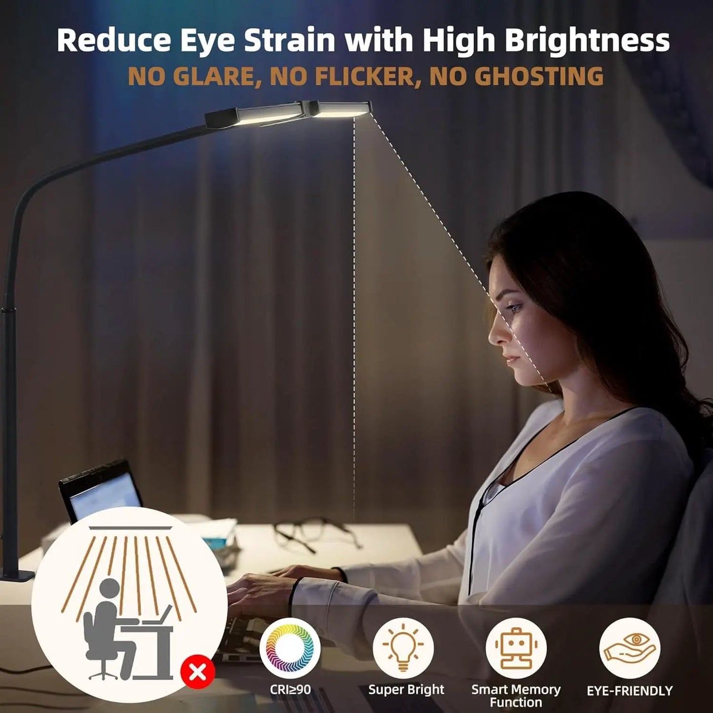 Led Desk Lamp Black Adjustable Gooseneck Dual Head Clip Lamp from PriceLows™