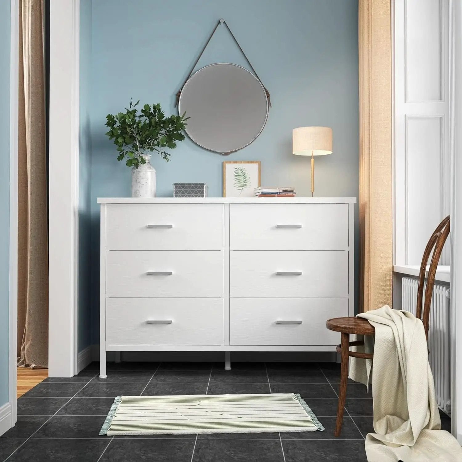 White Dresser With 6 Drawers For Bedroom Storage Solutions from PriceLows™