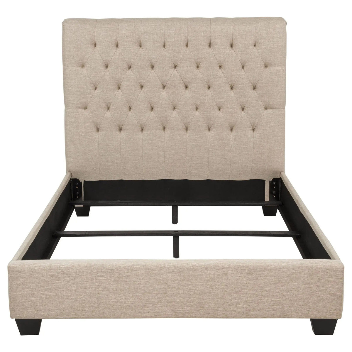 Chloe Upholstered Full Panel Bed Oatmeal | 57.75 x 84.25 x 53 in | Fabric & Plywood | Bedroom