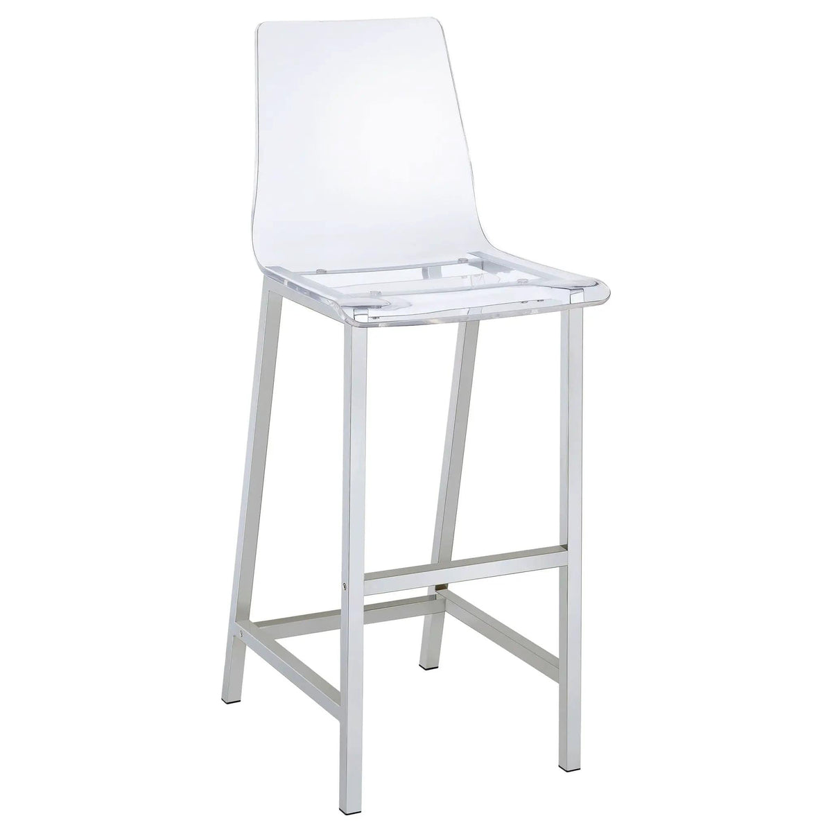 Juelia Clear Acrylic Bar Chair Chrome (Set of 2) Bar Height (28"-30") | 17 x 21 x 46 in | Acrylic | Home