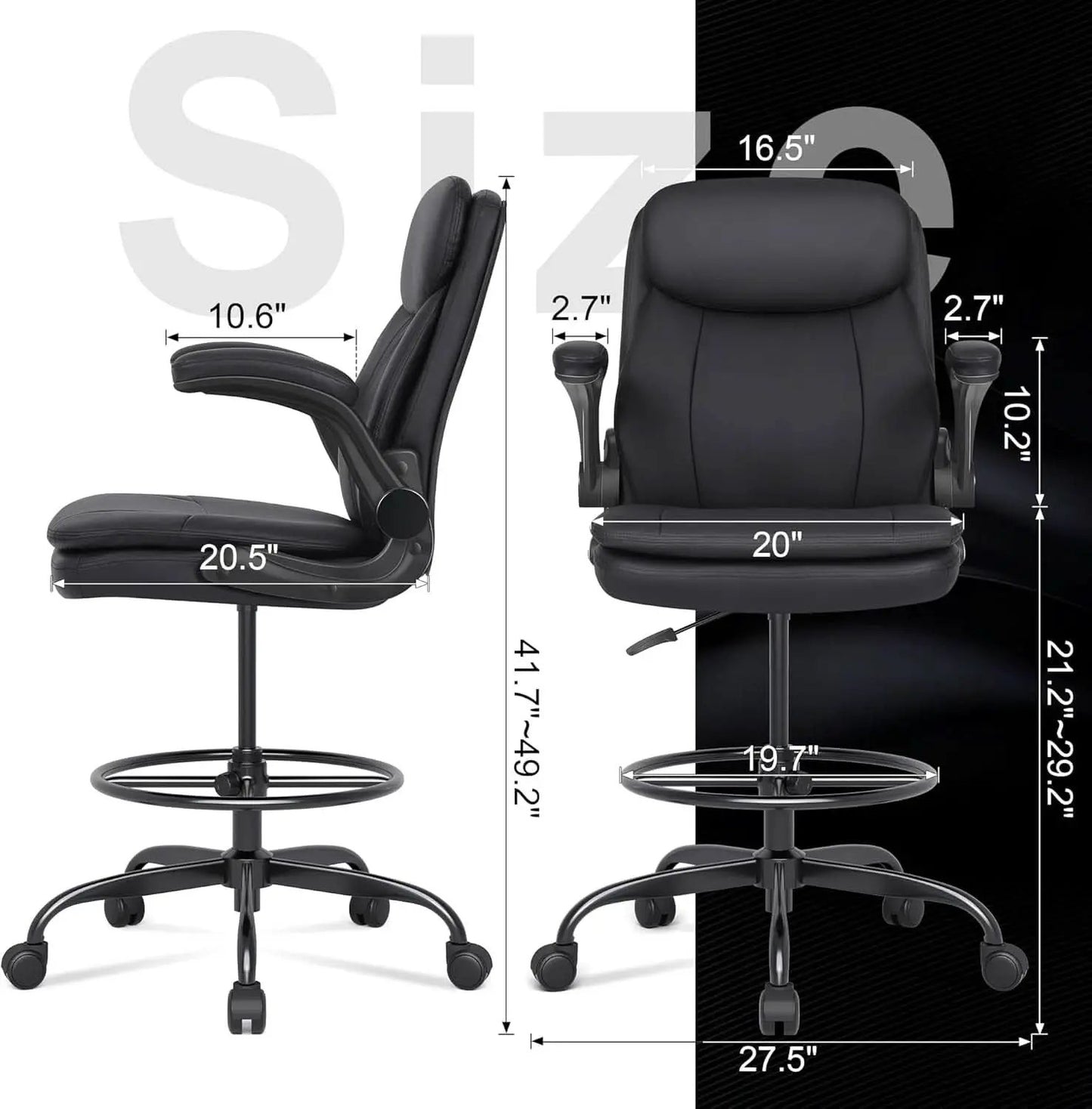 Adjustable Height Leather Drafting Chair For Standing Desk from PriceLows™