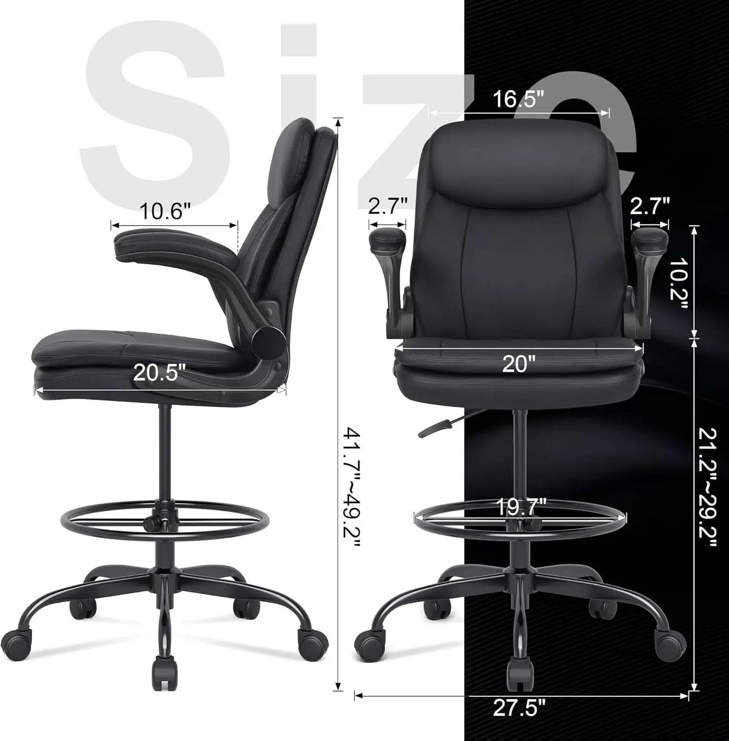 Adjustable Height Leather Drafting Chair For Standing Desk from PriceLows™