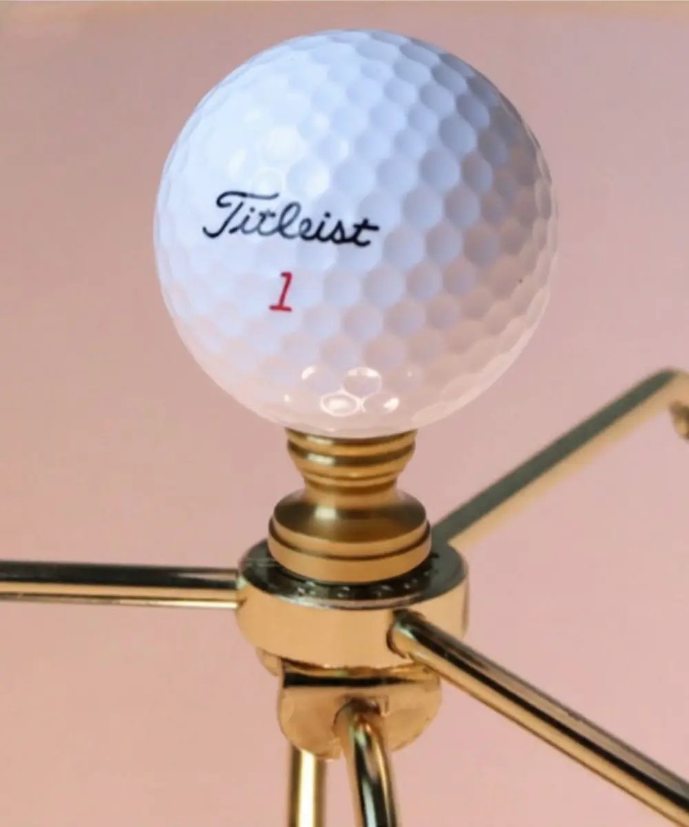 Lamp Finial | Golf Ball Design | Polished Brass Base | 2.25 Inch Height