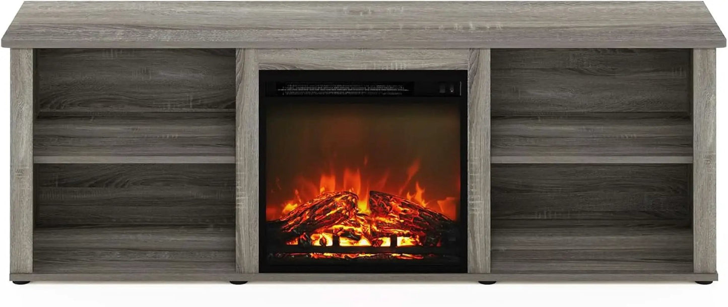 70 Inch TV Stand With Electric Fireplace In French Oak Grey from PriceLows™