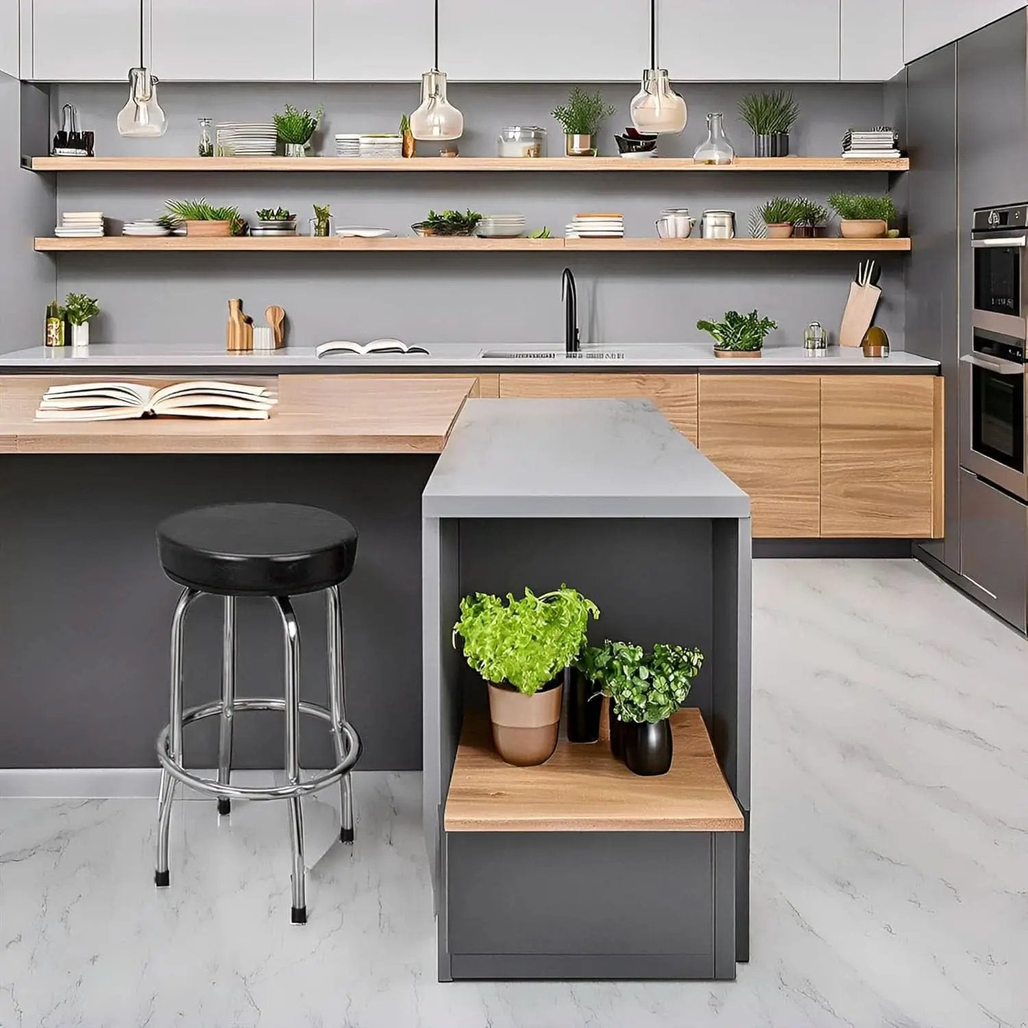 Swivel Bar Stool Padded Black For Garage And Home Use from PriceLows™