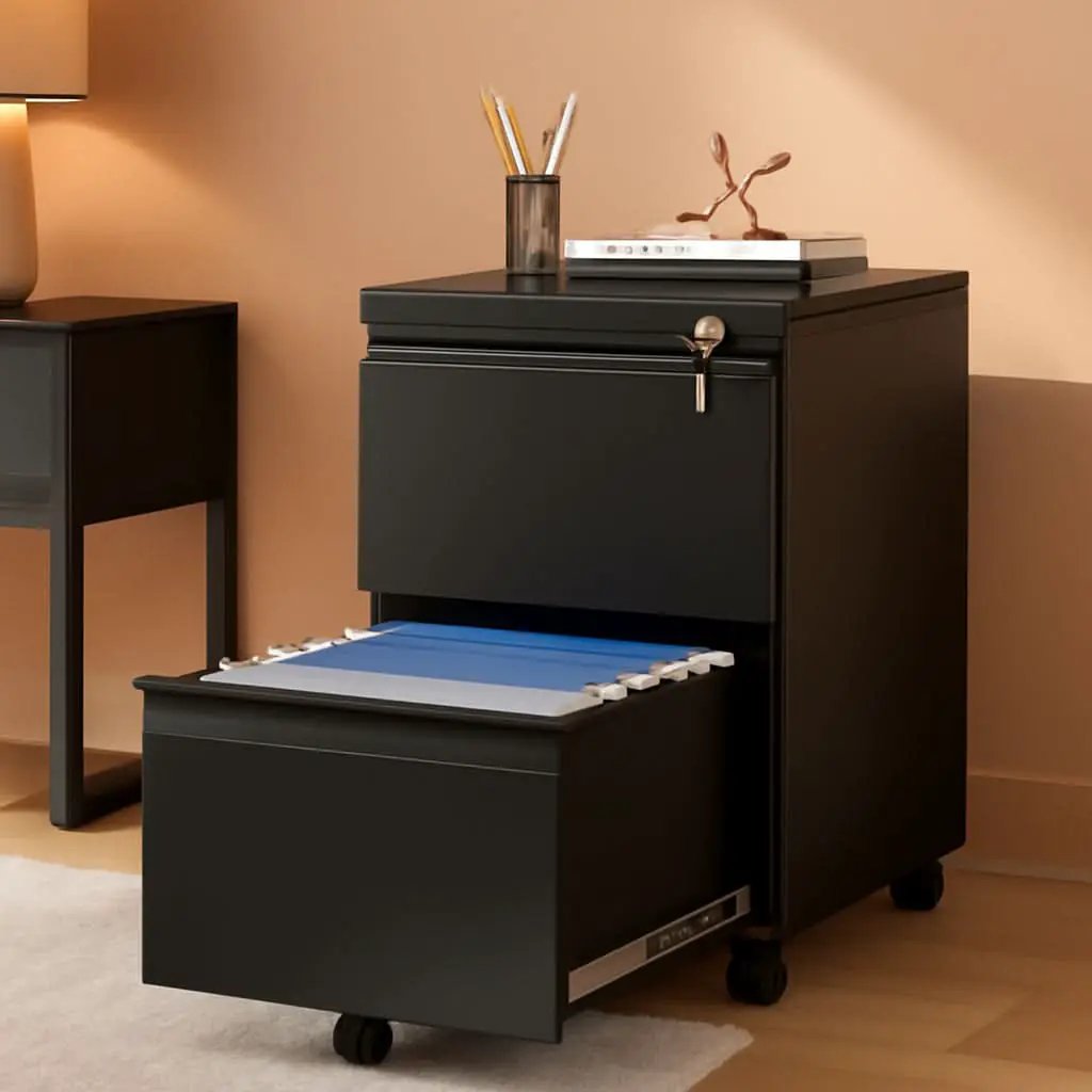 2 Drawer Mobile File Cabinet On Wheels Black For Home Office Under Desk Filing Legal Letter A4 from PriceLows™