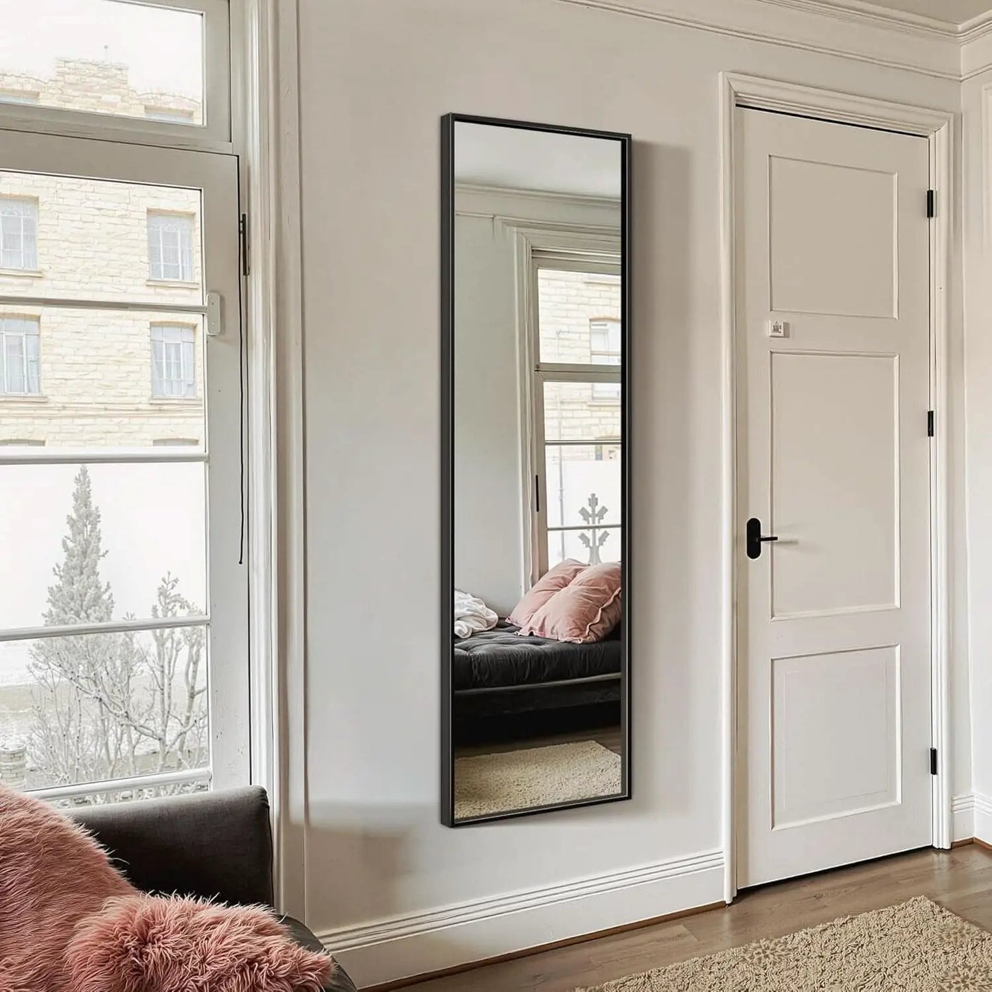 56 Inch Full Length Floor Mirror Black For Bedroom Living Room from PriceLows™