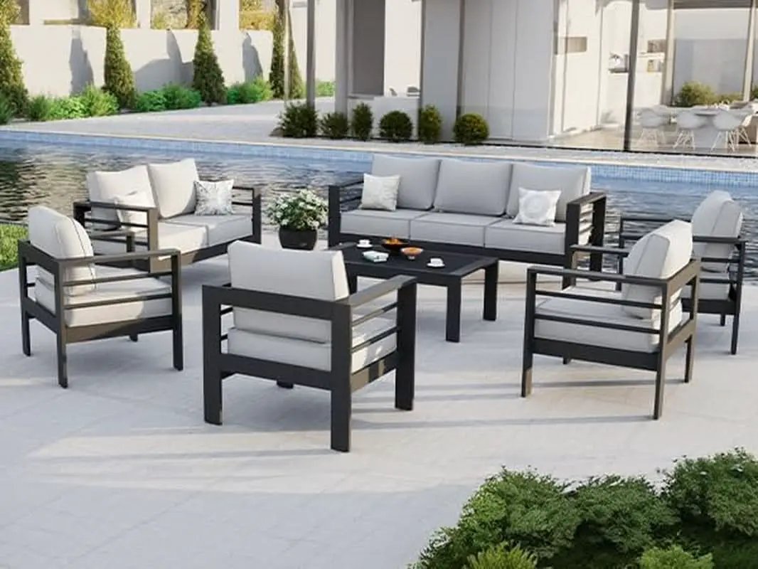 Aluminum Patio Set 10 Piece Waterproof Covers Gray from PriceLows™