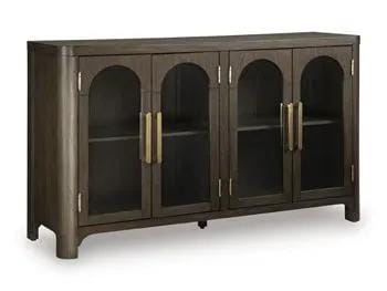 Radkin Dining Room Server | 60 x 18 x 36 in | Oak Veneer & Glass | Burnished Brown