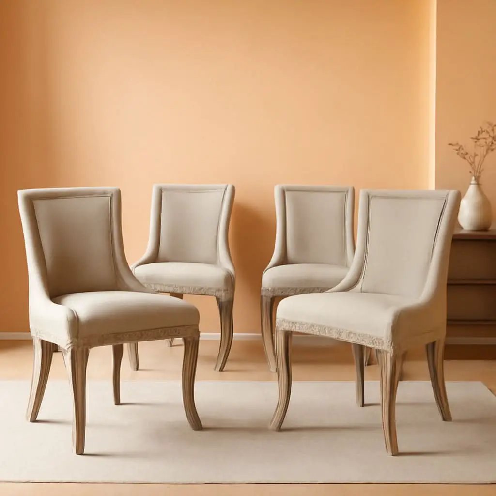Modern Dining Chairs Set of 4 Beige Upholstery and Wood Legs from PriceLows™