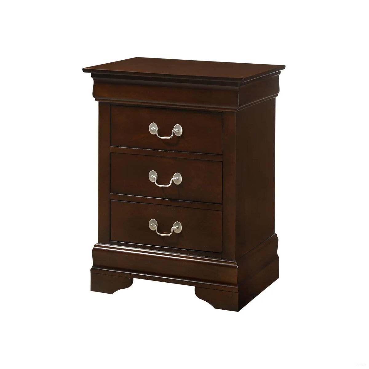 Louis Phillipe Nightstand | Traditional Wood Design | English Dovetailed Drawers | Metal Center Guides