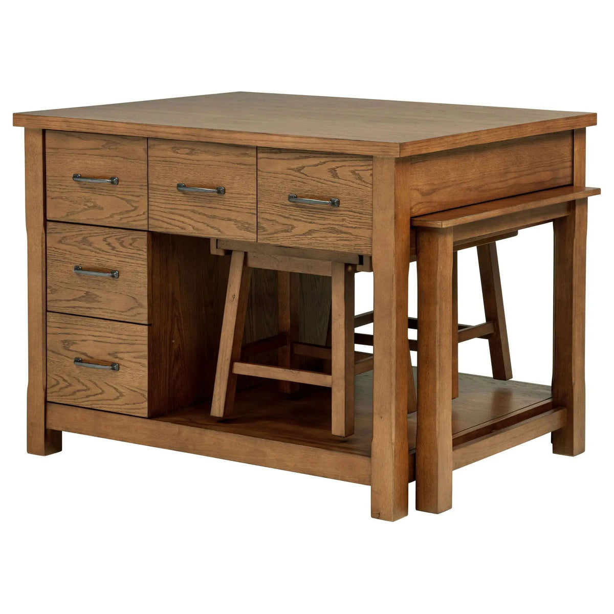 Mayfair 3-piece Kitchen Island with Extension Table Dark | 3-Piece Set | Dining Room Furniture | Oak