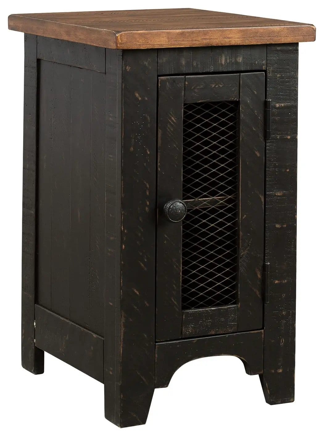 Valebeck Chair Side End Table | 14 x 17 x 25 in | Engineered Wood & Metal | Black / Brown
