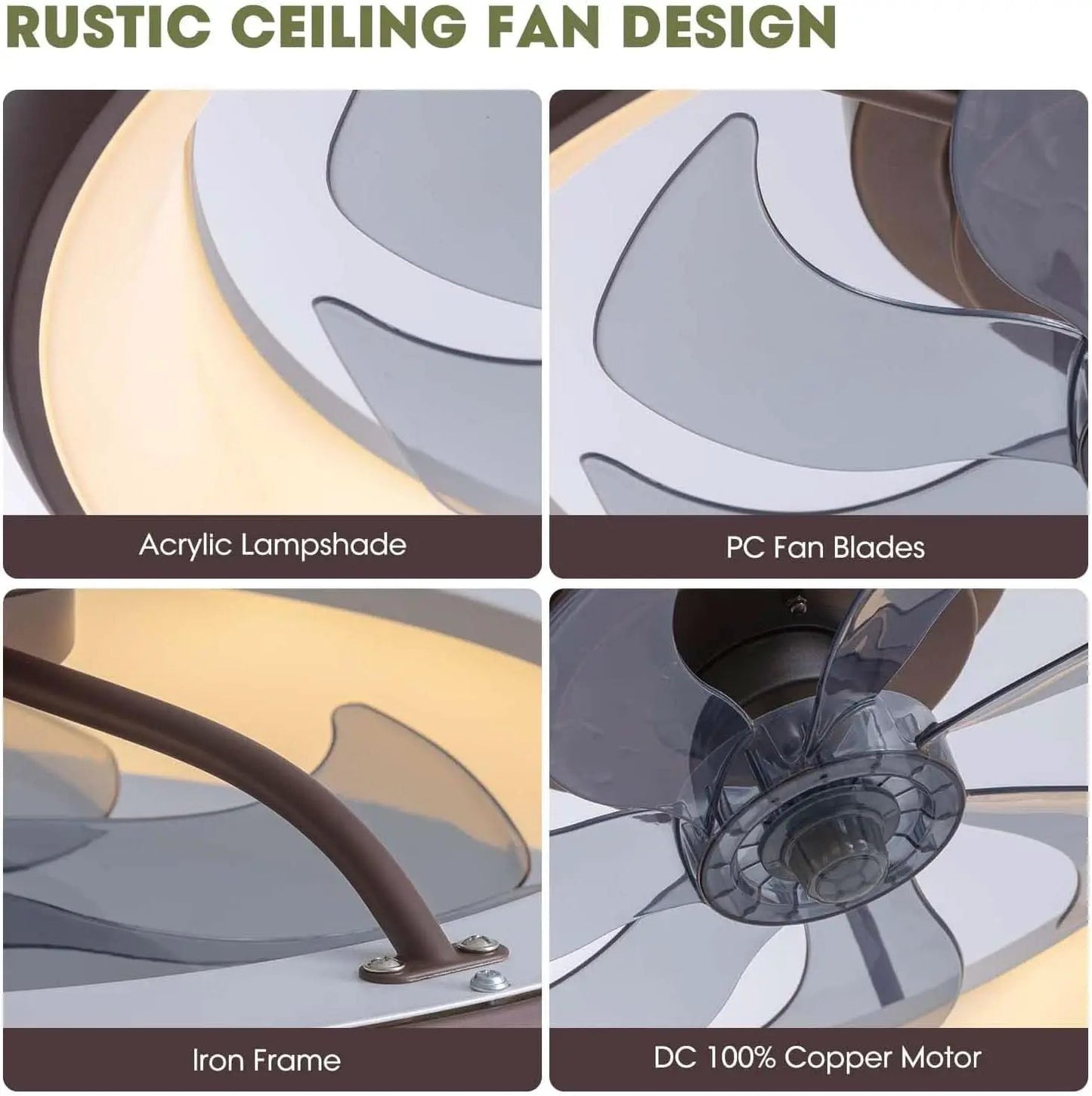 20 Inch Ceiling Fan With Dimmable Led Lights And Remote from PriceLows™