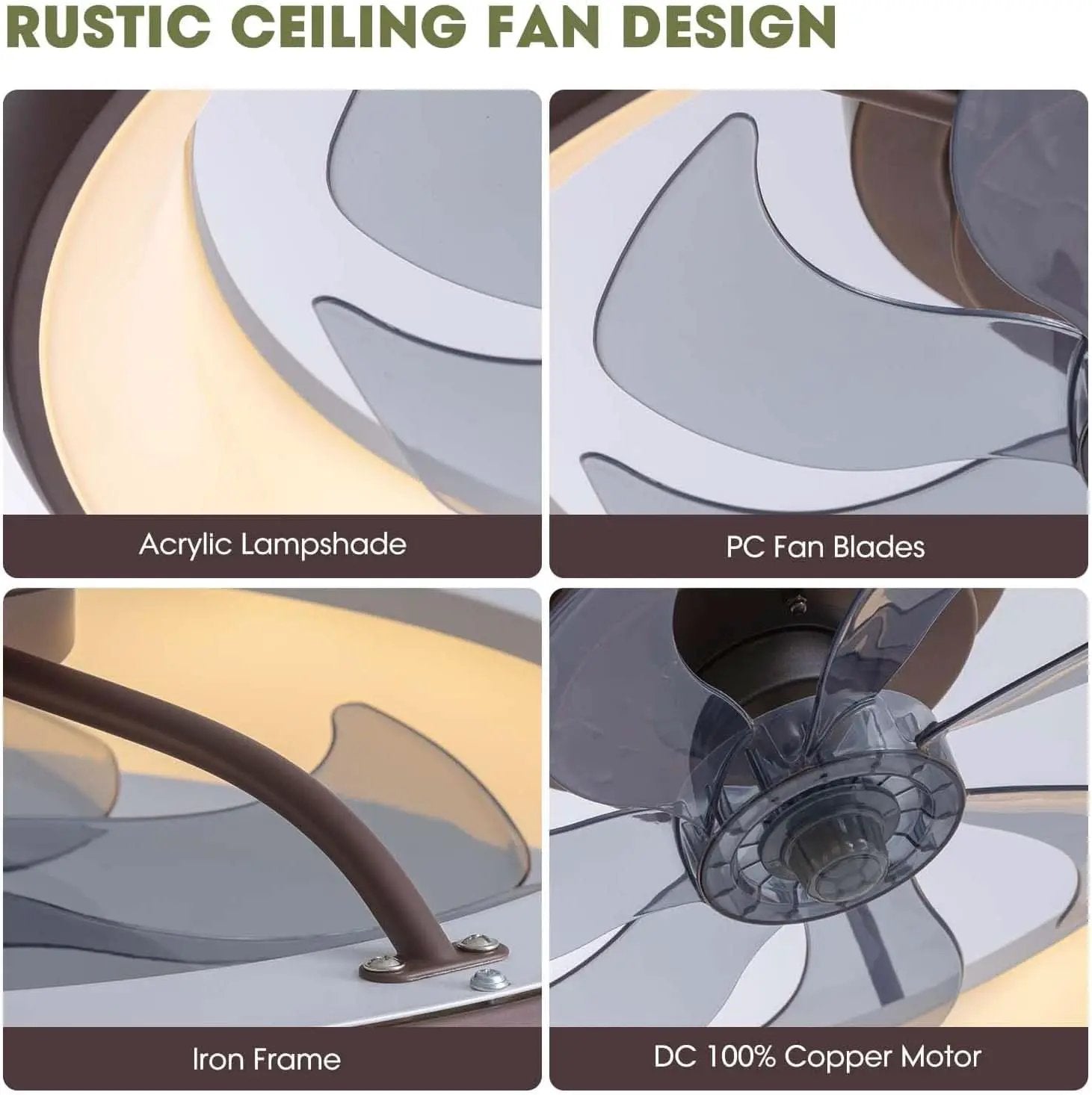20 Inch Ceiling Fan With Dimmable Led Lights And Remote from PriceLows™