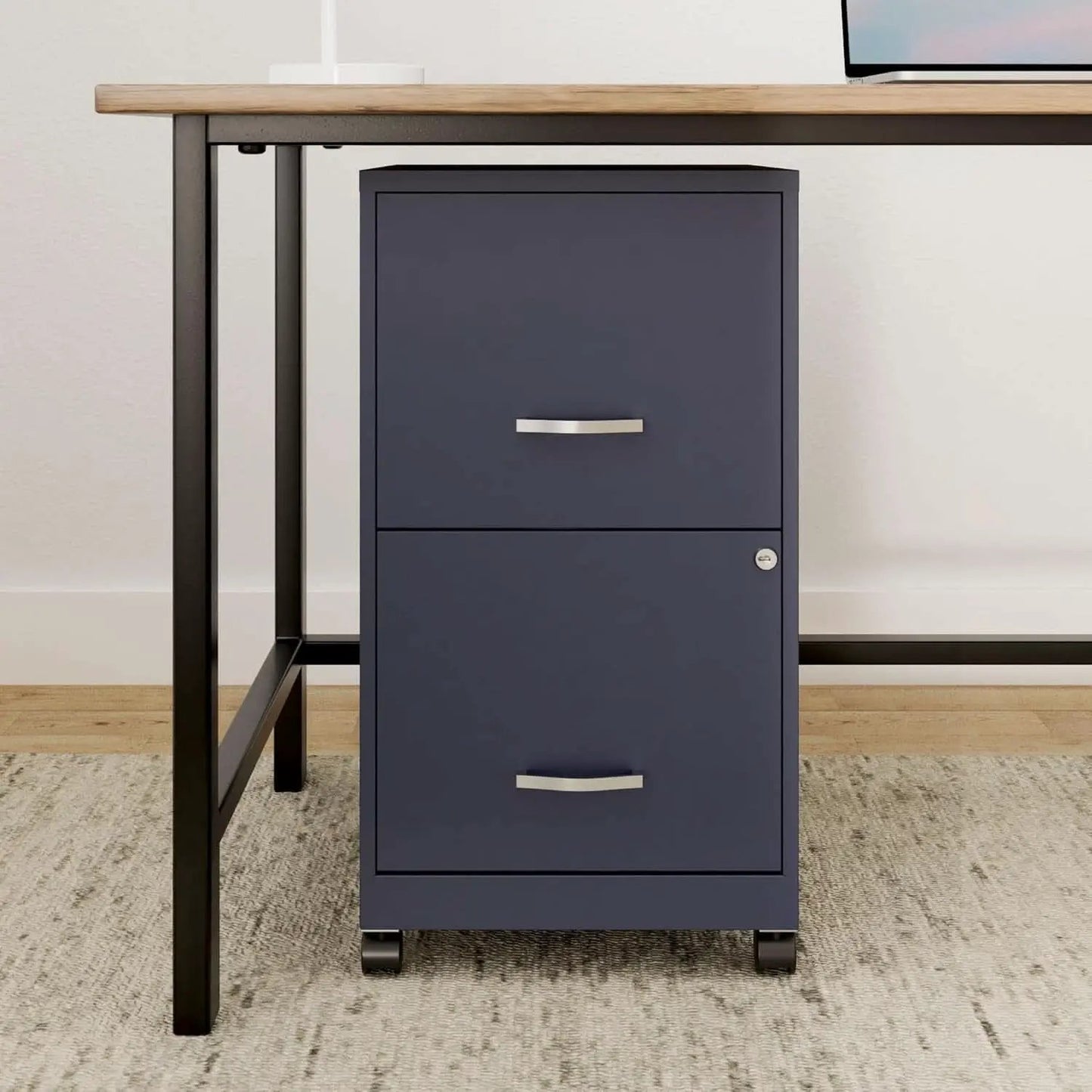 Mobile File Cabinet Navy With Two Locking File Drawers from PriceLows™