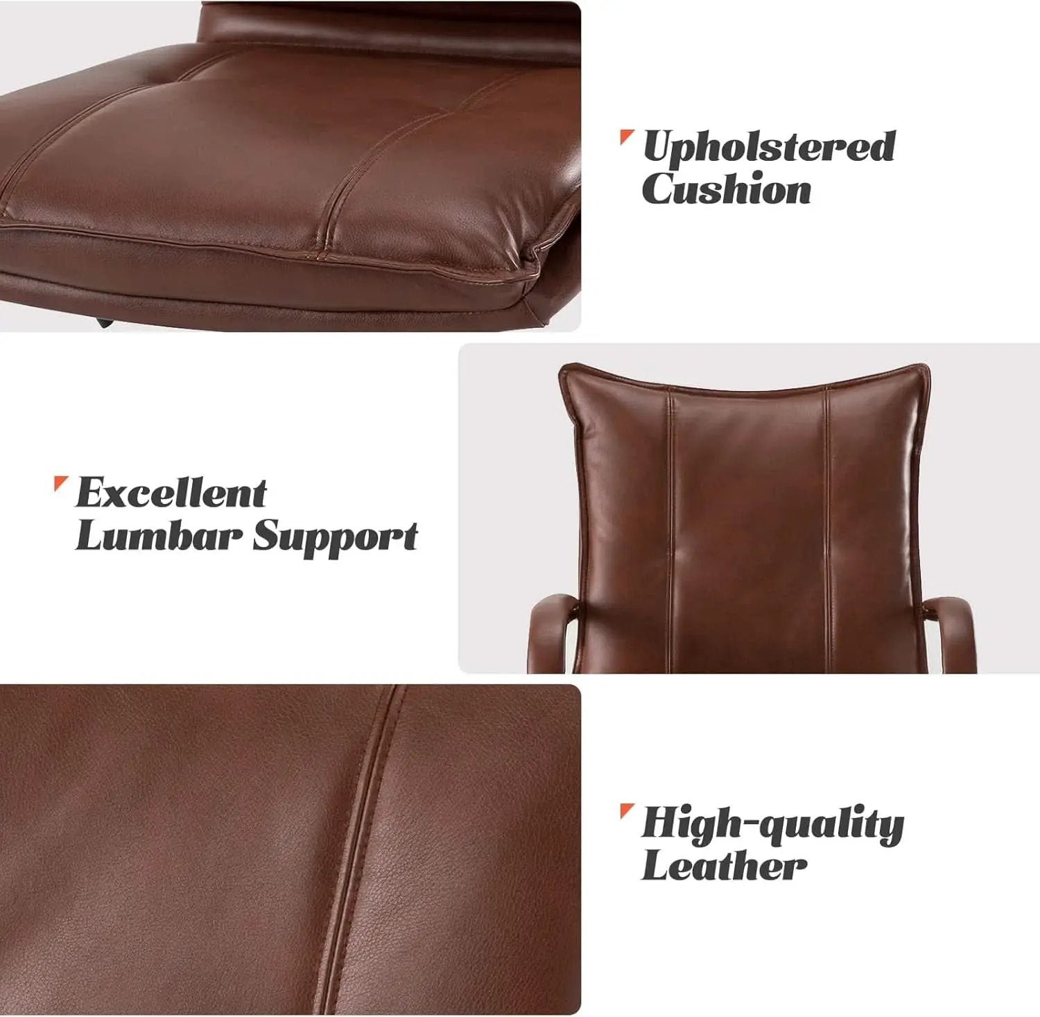 Faux Leather Home Office Desk Chair Adjustable Height Brown from PriceLows™