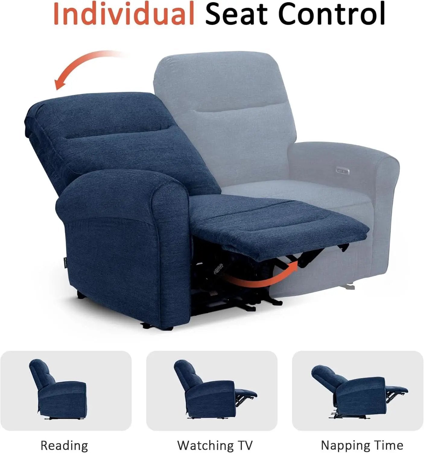 64.6 Inch Wall Hugger Loveseat Navy Blue Space Saving from PriceLows™