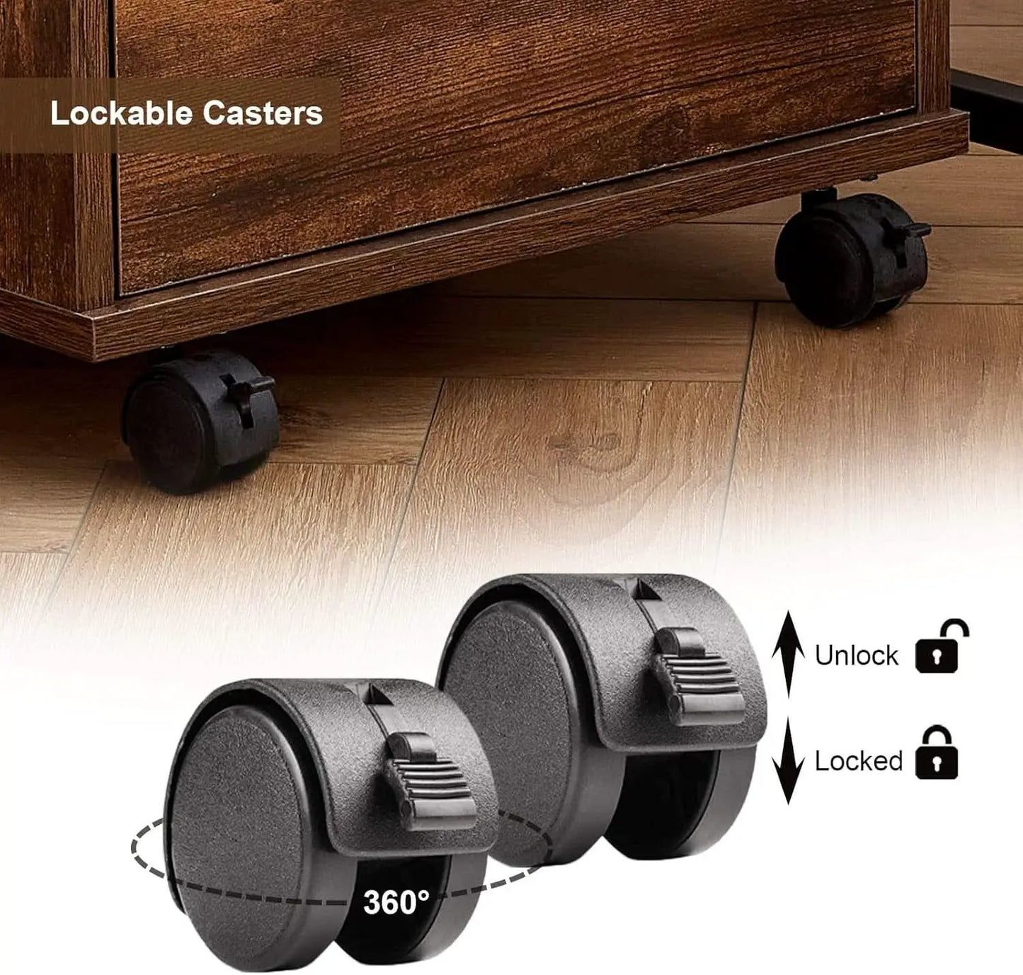 Mobile Lockable File Cabinet With Drawer Door Rustic Brown from PriceLows™