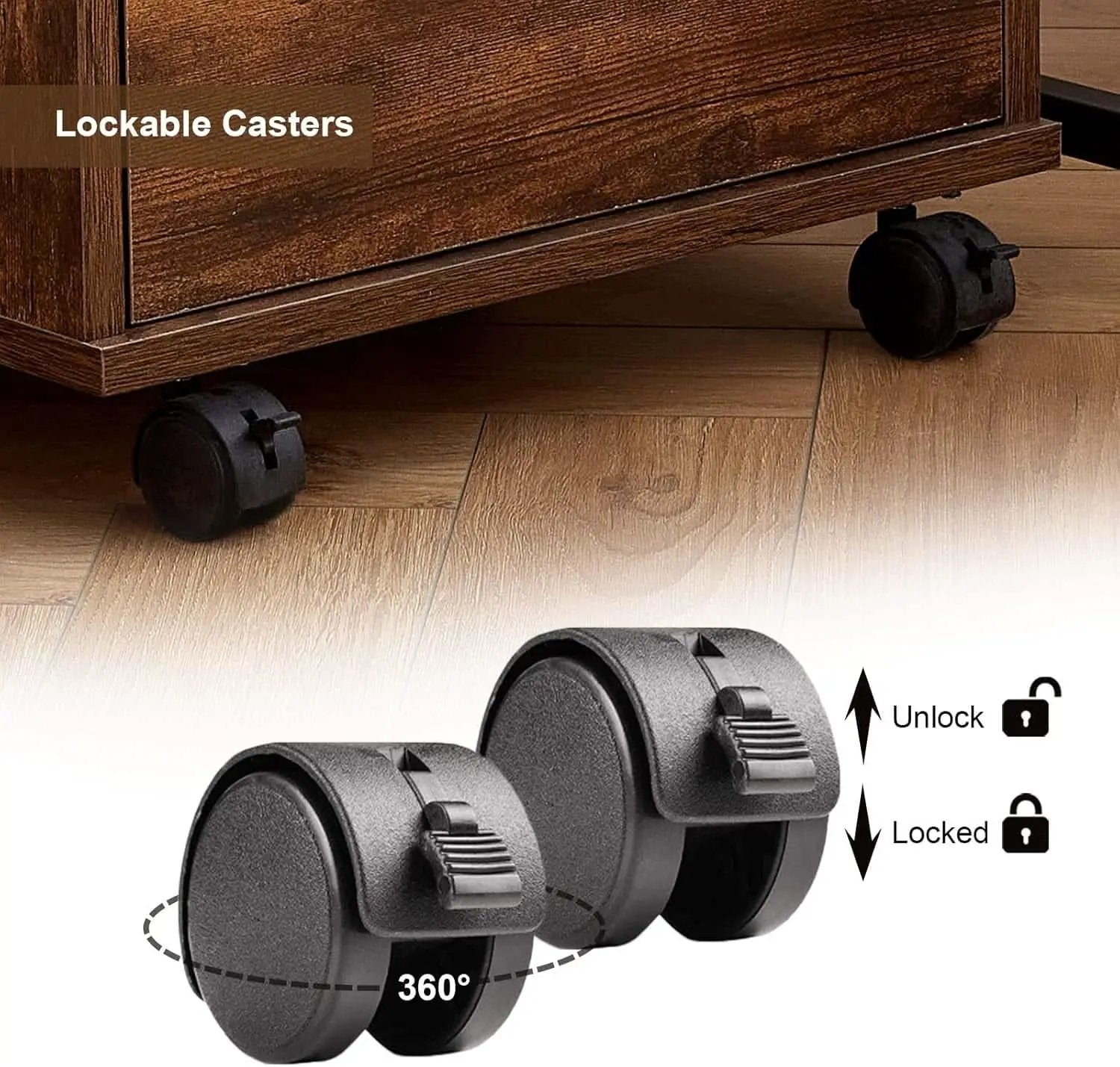 Mobile Lockable File Cabinet With Drawer Door Rustic Brown from PriceLows™